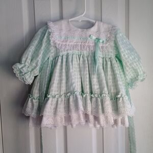 Vintage Mint Green and White Lace Kids Dress